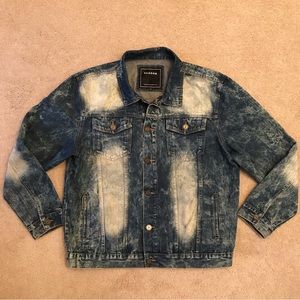 Reason Denim Trucker Jacket Size XL Blue Distressed Acid Wash Outerwear Cotton